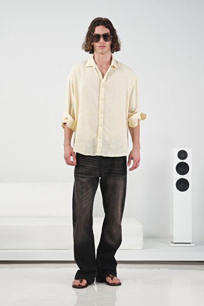 GIESTO Checked D Drapey m Modal Yellow Shirt