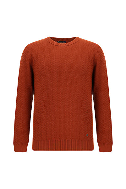 Abdullah Kiğılı Crew Neck Regular Fit Patterned Wool Knitwear Sweater