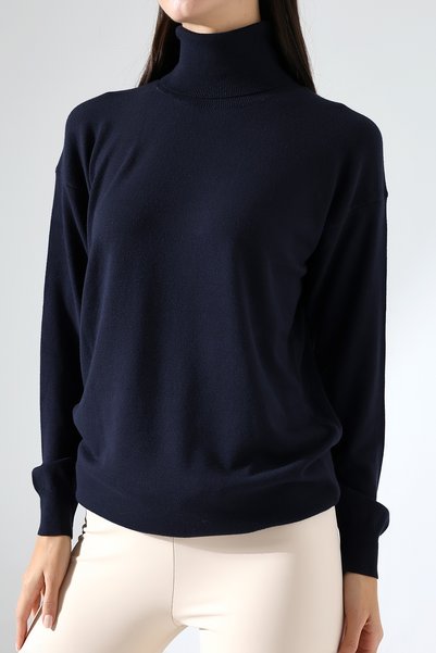 Lavinza Long Sleeve Drawstring Turtleneck Knitwear Sweater Relaxed Fit Casual Stylish Women's Sweater