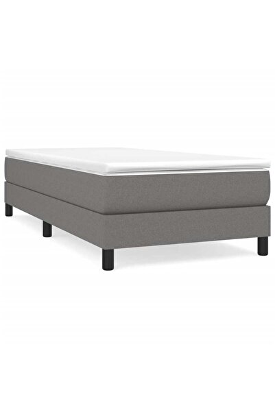 vidaxl Pat box spring cu saltea, gri închis, 90x190 cm, textil