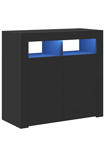 vidaxl Servantă cu lumini LED, negru, 80x35x75 cm