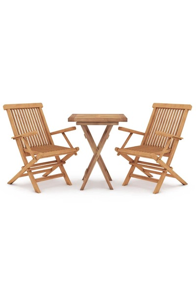 vidaxl Set mobilier de grădină, 3 piese, lemn masiv de tec