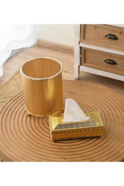 SQUALO طقم سلة مهملات وعلبة مناديل سكوالو – ديكور عملي للمجالس