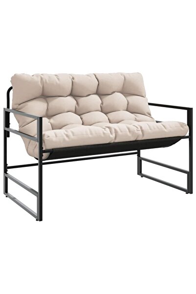 vidaxl Bancă de grădină cu pernă, taupe, 113 cm, oțel