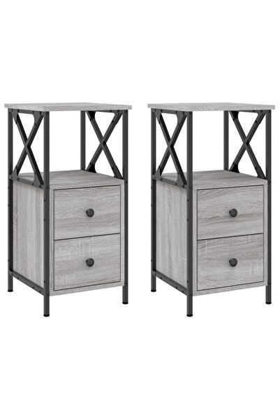 vidaxl Noptiere, 2 buc., gri sonoma, 34x35,5x70 cm, lemn compozit