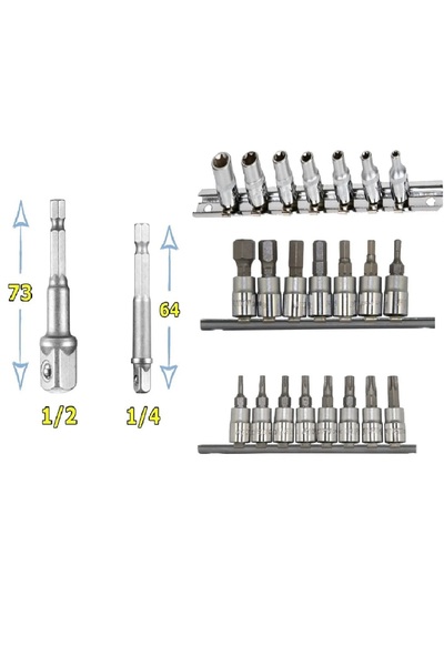 HAKTOR Rico 1/4 E Socket Set Allen Torx Bits Set Drill Socket Holder