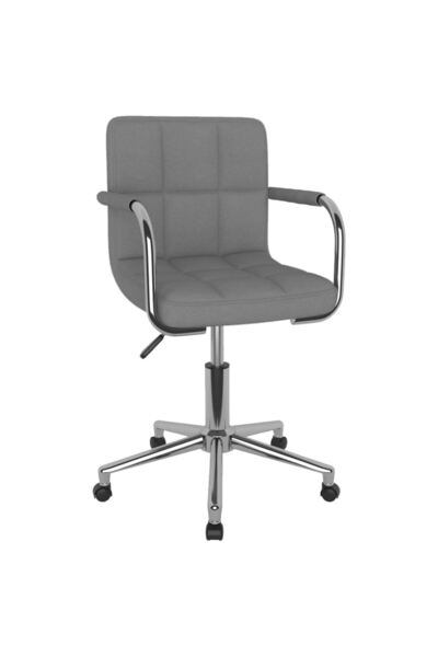 vidaxl Scaun de bucătărie pivotant, gri deschis, material textil