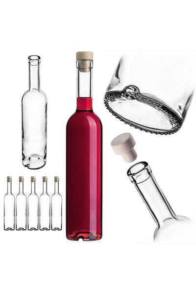 KADAX Sticlă Futura 500 ml 0.5L Sticle de vin din sticlă 5 buc + dop de plută