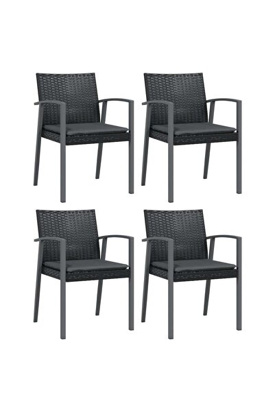 vidaxl Scaune de grădină cu perne 4 buc. negru 56,5x57x83 cm poliratan