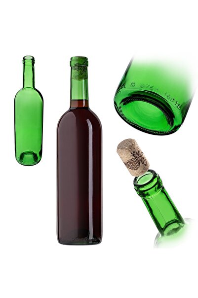 KADAX Wine Bottle with Bordeaux Cork 0.75L 750ml Wine Bottles Cider Glass