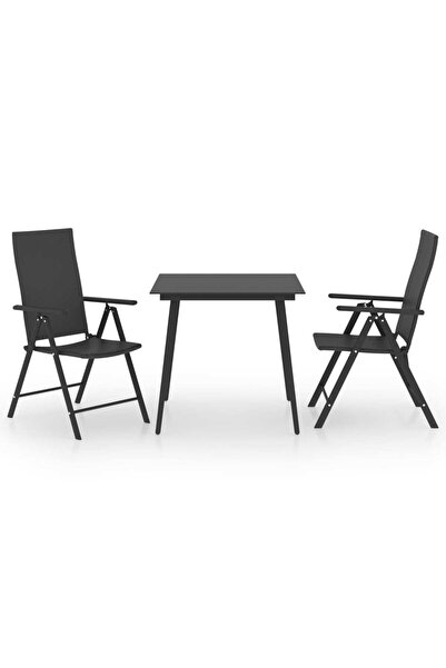 vidaxl Set mobilier de grădină, 3 piese, negru
