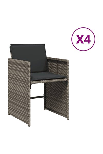 vidaxl Scaune de grădină cu perne, 4 buc., gri, poliratan