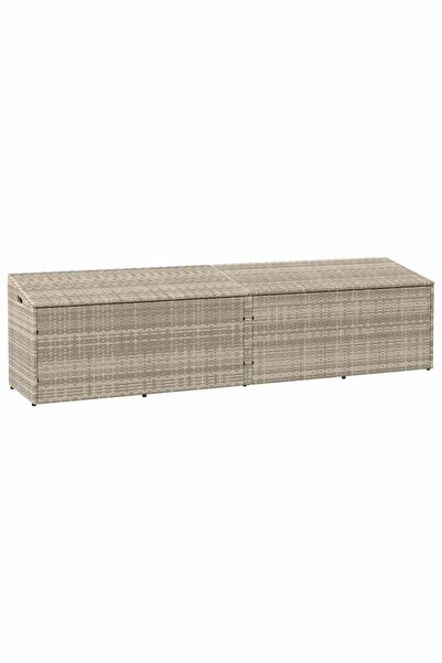 vidaxl Garden Storage Box Light Grey 220x50x58 cm Poly Rattan