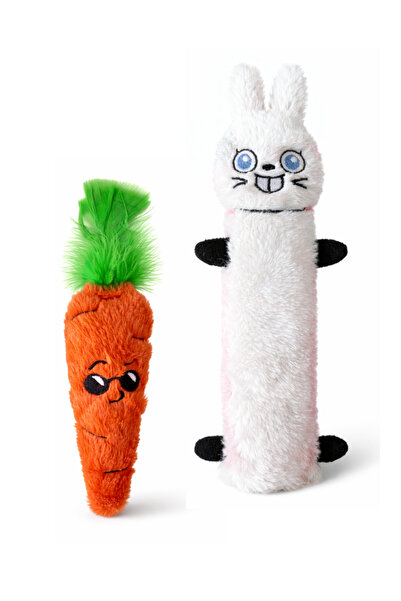 Miyav Easter 2-Piece Cat Toy Set – Furry Carrot with Pompom and Rustling Soun...