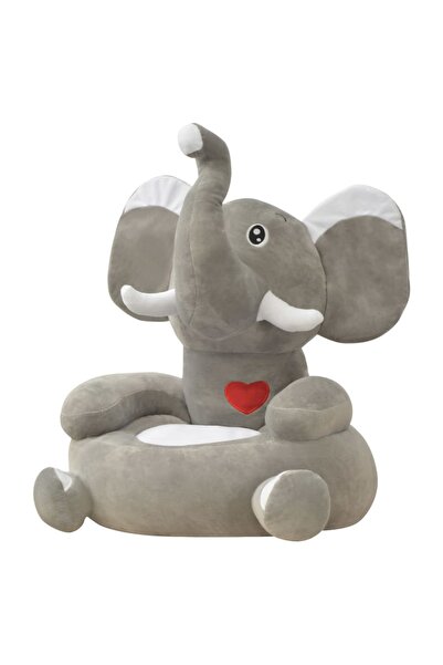 vidaxl Scaun din pluș pentru copii cu model elefant, gri