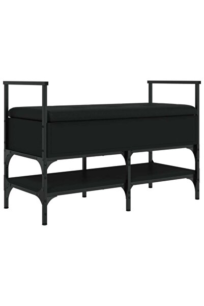 vidaxl Bancă de pantofi, negru, 85,5x42x57,5 cm, lemn prelucrat