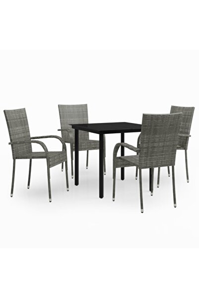 vidaxl Set mobilier de grădină, 5 piese, gri și negru