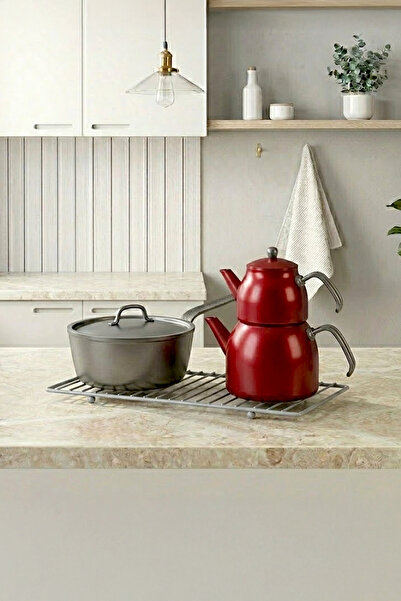 Kitchen Life قاعدة وعاء معدنية مستطيلة كبيرة الحجم - قاعدة إبريق الشاي 24x47 سم