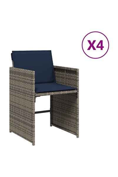 vidaxl Scaune de grădină cu perne, 4 buc., gri, poliratan