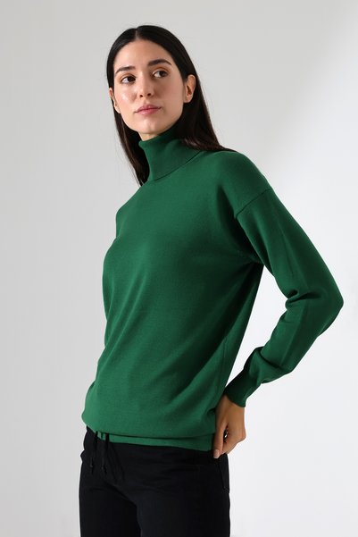 Lavinza Long Sleeve Drawstring Turtleneck Knitwear Sweater Relaxed Fit Casual Stylish Women's Sweater