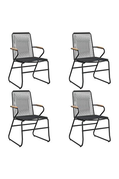 vidaxl Scaune de grădină, 4 buc., negru, 58x59x85,5 cm, ratan PVC