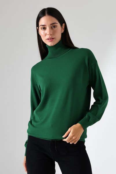 Lavinza Long Sleeve Drawstring Turtleneck Knitwear Sweater Relaxed Fit Casual Stylish Women's Sweater