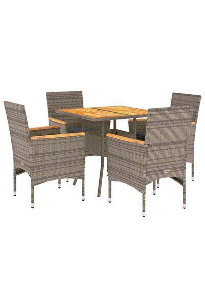 vidaxl Set mobilier grădină cu perne 5 piese gri poliratan/lemn acacia
