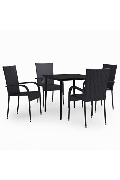 vidaxl Set de servit masa pentru grădină, 5 piese, negru