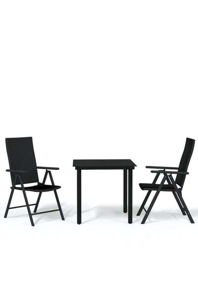 vidaxl Set de mobilier pentru grădină, 3 piese, negru
