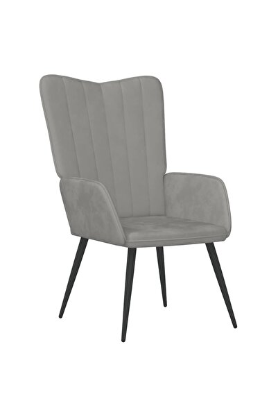 vidaxl Scaun de relaxare, gri deschis, catifea