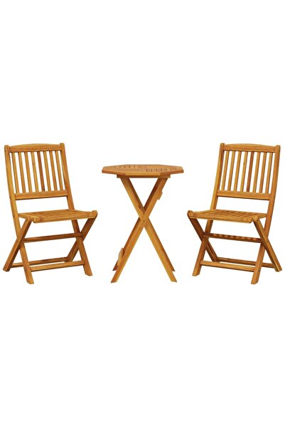 vidaxl Set de bistro pliabil, 3 piese, lemn masiv de acacia