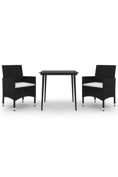 vidaxl Set mobilier de grădină cu perne, 3 buc., poliratan și sticlă