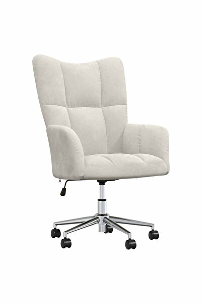 vidaxl Scaun de relaxare, alb crem, catifea