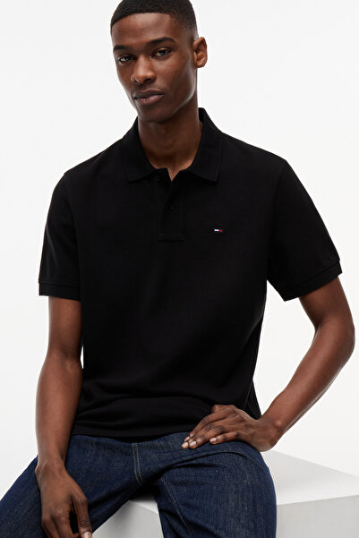 Tommy Hilfiger Tjm Men's Regular Ess Black Polo Neck T-Shirt