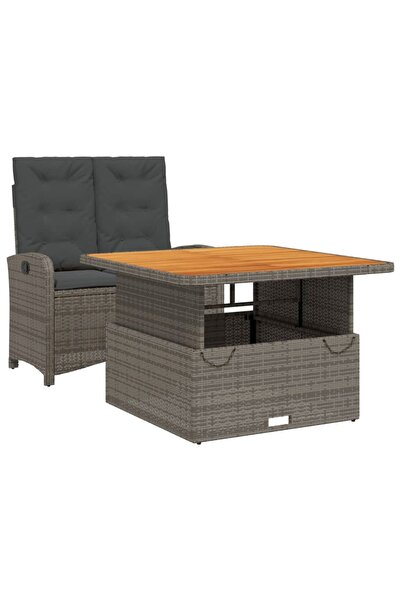 vidaxl Set mobilier de grădină cu perne, 2 piese, gri, poliratan
