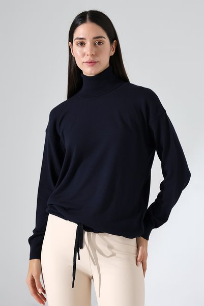 Lavinza Long Sleeve Drawstring Turtleneck Knitwear Sweater Relaxed Fit Casual Stylish Women's Sweater