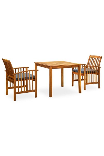 vidaxl Set mobilier de grădină cu perne, 3 piese, lemn masiv salcâm