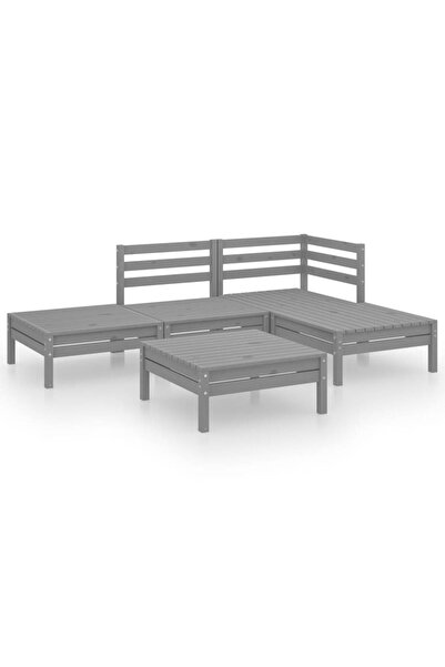 vidaxl Set mobilier de grădină, 5 piese, gri, lemn masiv de pin