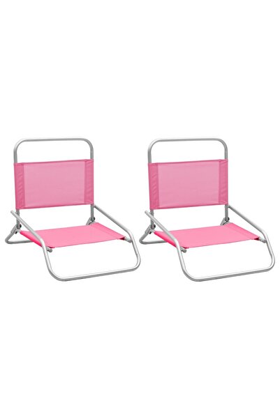 vidaxl Folding beach chairs, 2 pcs., pink, fabric