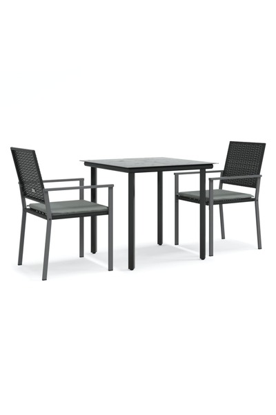 vidaxl Set mobilier de grădină cu perne, 3 piese, poliratan și oțel