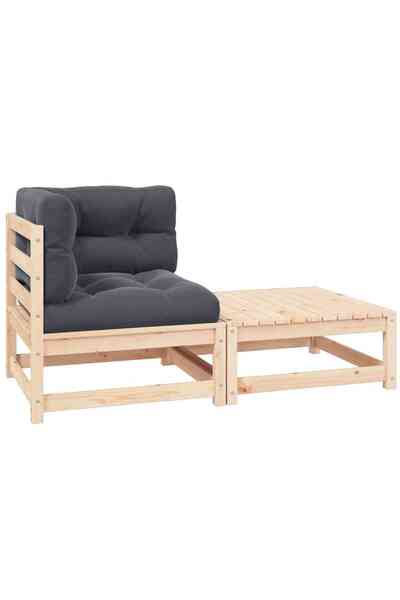 vidaxl Set mobilier de grădină cu perne, 2 piese, lemn masiv de pin