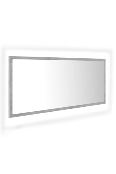 vidaxl Oglindă de baie cu LED, gri beton, 100x8,5x37 cm, acril