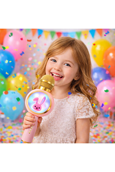 ideal STORE Microfon karaoke wireless idealSTORE cu Bluetooth, difuzor și lum...