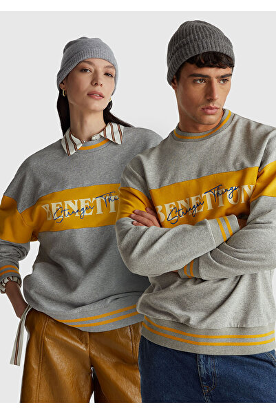 United Colors of Benetton Ουνισέξ Γκρι Μελανζέ Φούτερ Stranger Things αντίθεσ...