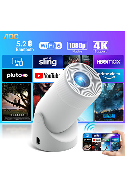 Aoc Projector Native 1080p and support 4K, 8000 Lumen, 180° Rot, Vert Auto Ke...