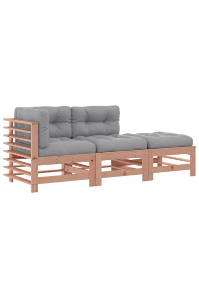 vidaxl Set mobilier de grădină cu perne, 3 piese, lemn masiv douglas