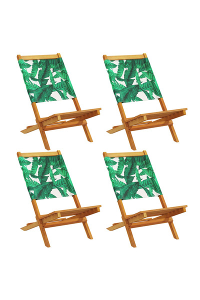 vidaxl Scaune de grădină pliabile 4 buc., textil verde/lemn masiv