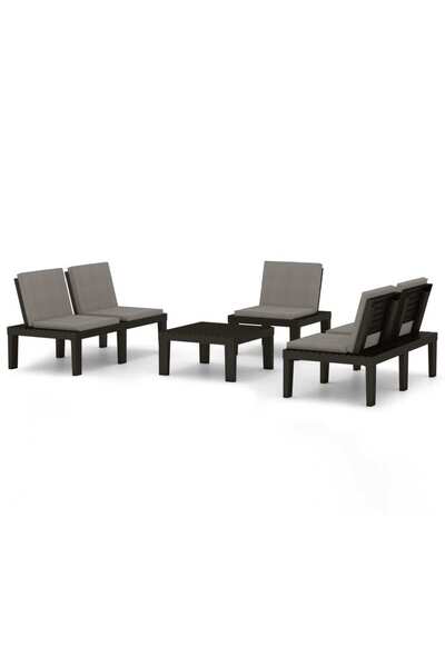 vidaxl Set mobilier de grădină cu perne, 4 piese, gri, plastic