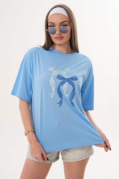 ŞİMAL Tricou de damă cu imprimeu detaliat guler rotund supradimensionat 260335 -