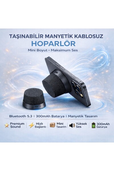 Polham Manyetik Mini Bluetooth Hoparlör – IPX6 Su Geçirmez Taşınabilir Güçlü ...